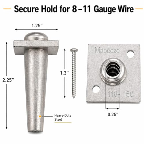 Mabeeze Anchor Vise 8-11 Gauge Wire Tightener, 10 Pack | One-way grip for grape trellis, vineyard, arbor, and fence wire tensioning - size: 8-11 gauge