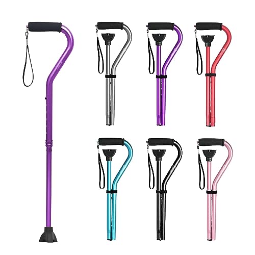 BeneCane Walking Cane for Men & Women Adjustable Cane with Offset Soft Cushioned Handle -Portable Lightweight Sturdy Mobility Walker Aid for Elderly, Seniors Collapsible Cane - color: Purple