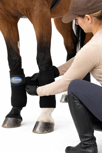 CHALLENGER 10ft Horse Grooming Leg Polo Wrap Set of 4 Soft Fleece 95R - color: Black