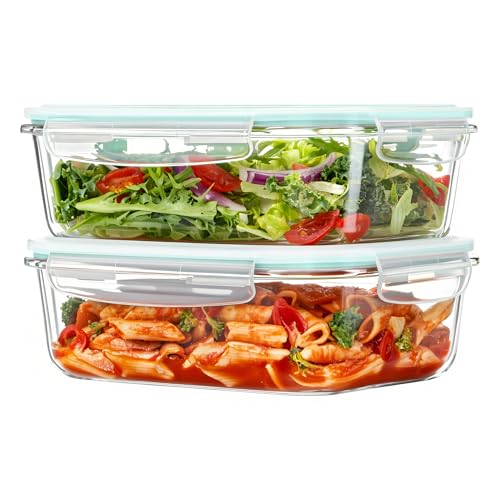 Vtopmart 2Pack 1500ml/50.7oz Large Glass Storage Containers With Lids, Green - color: Green, size: 50.7oz