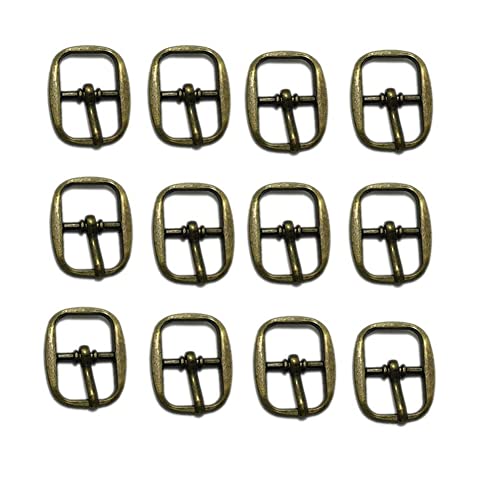 Honkenda 50pcs Single Prong Belt Buckle Metal Rectangle Prong Pin Shoe Needle Center Bar Buckle for Making Doll Clothes Shoes Bags Belt (Bronze Tone)