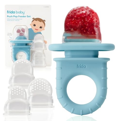 Frida Baby Push Pop Feeder, Baby Fruit Feeder, 3 Count, Blue, 3 Count, Blue - color: Blue
