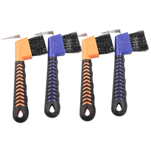 4 Pcs Horse Hoof Pick Brush, Blue & Orange - size: 4 Pcs