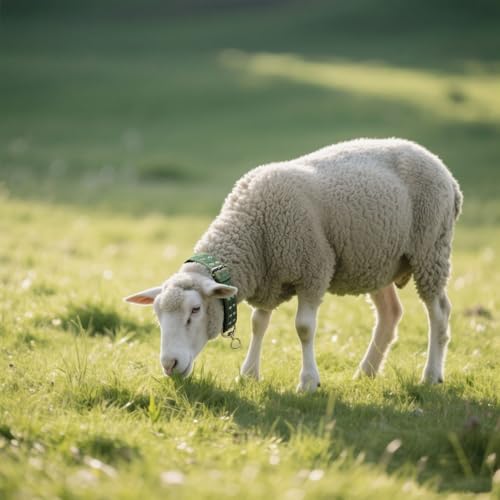 Cattle Collar Adjustable Sheep Neck Strap Thick Canvas Four-Layer Nylon Thickened Collar with 2-Rows Metal Buckle and Ring Metal Buckle Traction Chain for Farm Animals Pets (21.2"~34.6") - size: 21.2"~34.6"