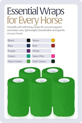 Equinavia 20 Pack Self Adhesive Bandage Wrap, 4 Inch Vet Wrap for Horses - color: Neon Green