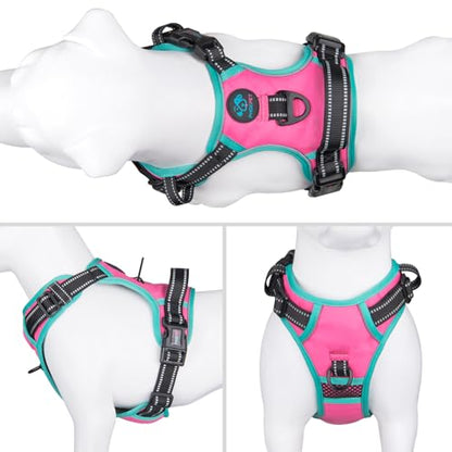 PHOEPET Upgraded No Pull Dog Harness, Reflective Adjustable Vest - color: Pink, size: Extra Large