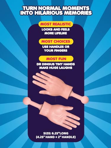 Tiny Hands (1 Pair - New) - Improved Little Small Mini Hand Stick Puppet - Make Anyone Laugh - Pocket Sized Hilarity and Big Laughs - TikTok Famous - Friend & Family