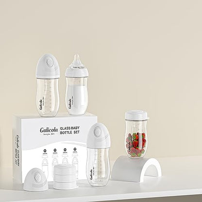 Gulicola Glass Baby Breastmilk Storage Bottles 8 oz, Wide Neck Breastmilk Collection Bottles, 4 Pack - White - size: 1 Count (Pack of 4)
