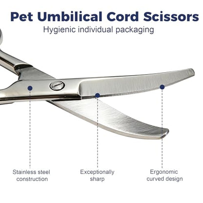 Pet Birth Care Kit for Kittens & Puppies, Pet Newborn Pet Supplies Newborn Animal Grooming & Cleaning Set with Cord Ties, Nasal Cleaner, Clamping Tool, Care Scissors, for Cats, Dogs, and Small Animals