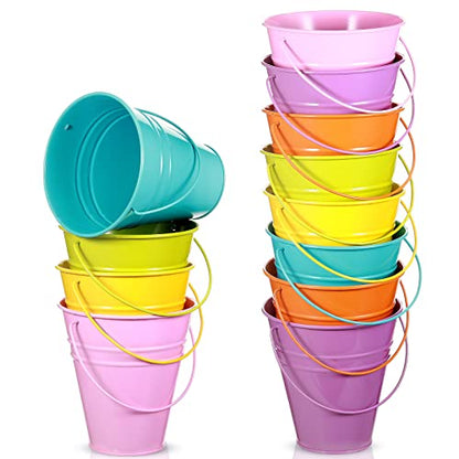 Sadnyy 12 Pack 4.5 X 5 inch Pastel Metal Buckets - color: Pastel, size: 4.5 x 5 in