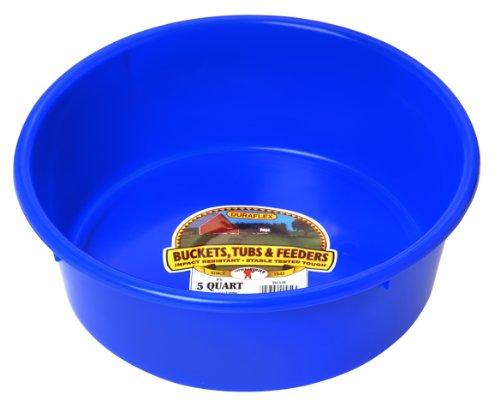 Little Giant® Plastic Utility Pan | Feed Pan | Durable & Versatile Livestock Feeding Bucket | Made in USA | 5 Quart | Blue