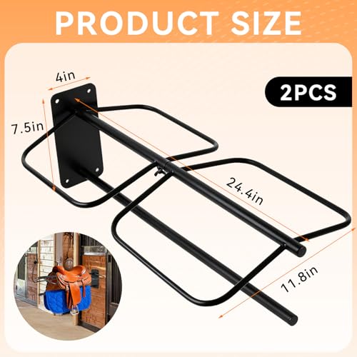 2 Pack Saddle Rack with Pad Bar, Heavy-Duty Wall Mounted Saddle Stand