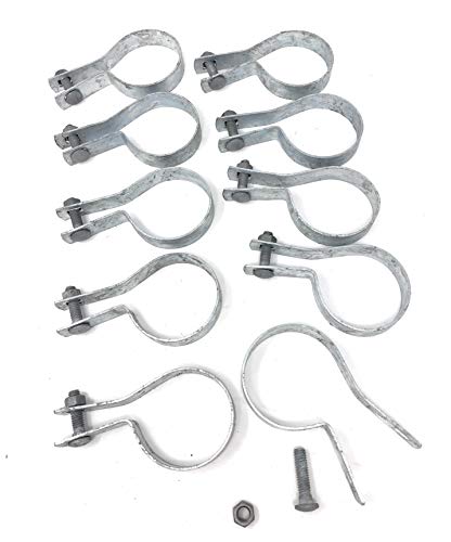 (10 Pack) Tension Bands with Bolts & Nuts for Chain Link Fence, Gate, Posts (2-3/8") - size: 2-3/8"