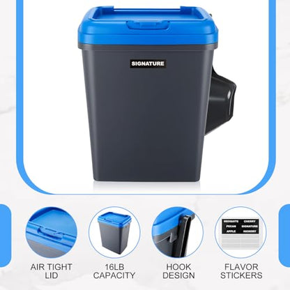 Kathfly 16 lb Wood Pellets Container with Locking Lid, Scoop and Stickers