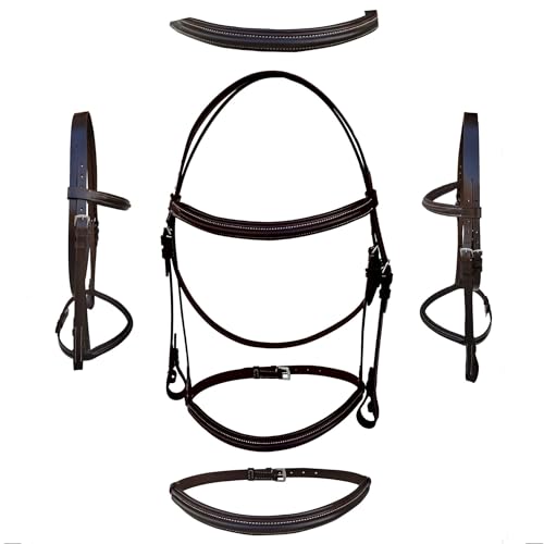 Majestic Ally Padded Raised English Bridle, Premium Leather, Matching Laced Reins - color: Brown, size: Full