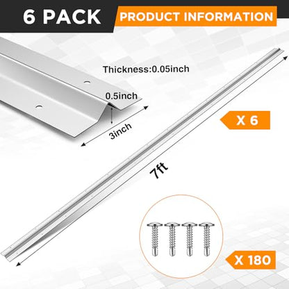 BreezeHug 6 Pcs 7ft Horse Stall Wall Stiffeners Stainless with 180 Screws | Steel for Horse Stall Side Walls and Partitions Easy Installation