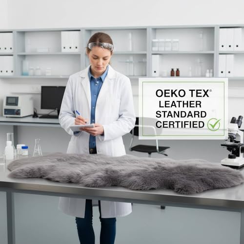 Premium Gray Sheepskin Rug Genuine Fur Bedside Runner 2x6ft - Great for Soothing Feet - Ethically Sourced Sheep Fur Rugs - Sheepskins Wool Runner - color: Grey, size: 2' x 6' (Natural)
