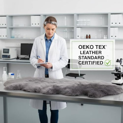 Premium Gray Sheepskin Rug Genuine Fur Bedside Runner 2x6ft - Great for Soothing Feet - Ethically Sourced Sheep Fur Rugs - Sheepskins Wool Runner - color: Grey, size: 2' x 6' (Natural)