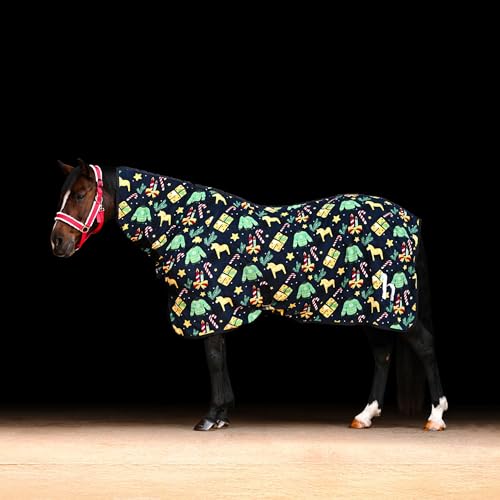 Horze Santa Christmas Fleece High Neck Cooler - Christmas Jumper Print - 84 in - color: Christmas Jumper Print, size: 84 in