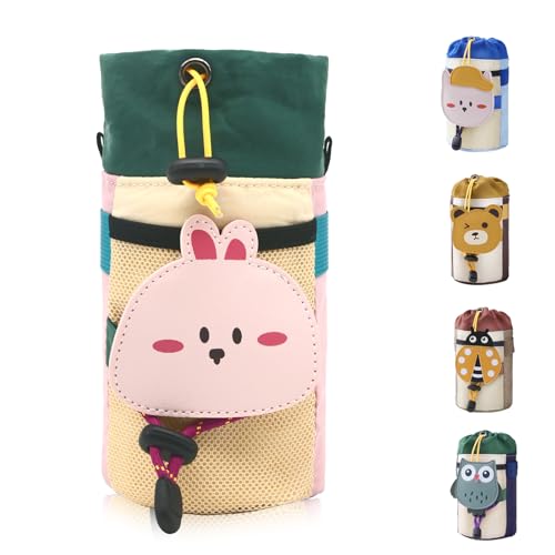 Cute Animals Bike Water Bottle Holder with Shoulder Straps, Universal Cycling Bicycle Drink Cup Cage for Kid's, Cruiser, Scooter, MTB, Road Bike (Rabbit) - color: Rabbit