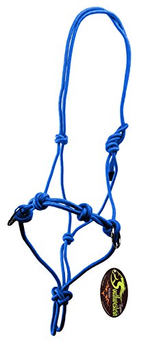 Southwestern Equine Side Pull Rope Halters with Nickle Plated Rings - color: Blue