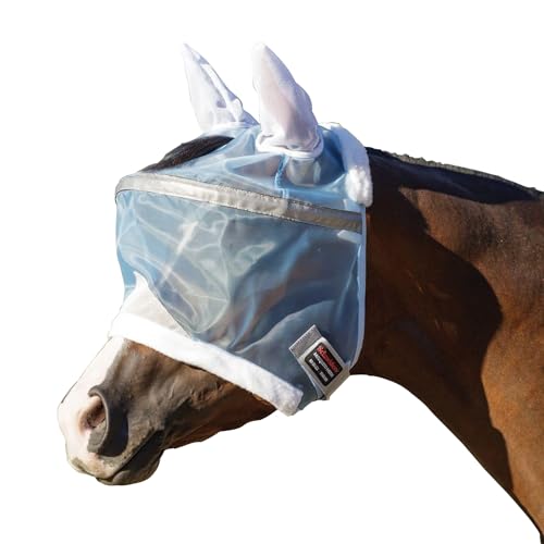Schneiders Mosquito Mesh II Sun Visor Fly Horse Masks | Enhanced Eye Protection & UV Shield | Reflective Safety Design - color: Blue, size: Cob, style: Without Nose Cover