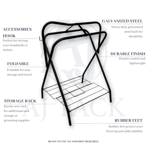 AJ Tack Saddle Rack and Carrier Bundle, Steel, 420D, 38x33 Navy Blue - color: Navy Blue