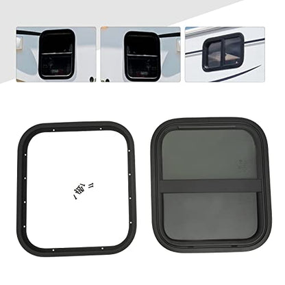 Vertical Sliding Black RV Window for Teardrop, Cargo, Horse Trailer, Marine Camper Window Replacement,14" Wide x 16" Tall - size: 14"x16"
