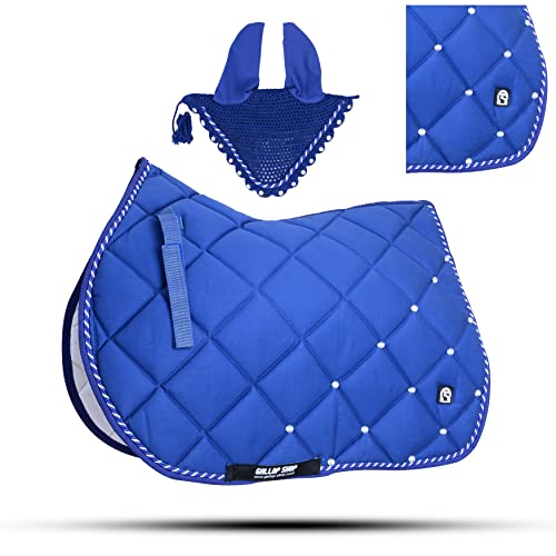 Numnah Horse Saddle Pad with Matching Ear Bonnet (Ship from USA)… - color: Royal Blue, size: Pony