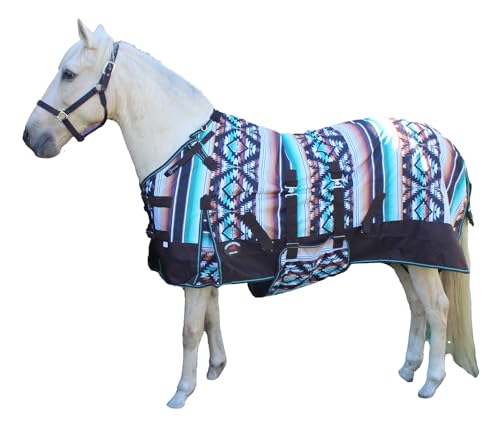 Challenger 1200D Turnout Lightweight Bellyband Rain Horse Winter Sheet Serape 3B100 - color: Brown Serape, size: 76 inches