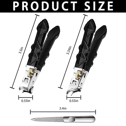 Premium Stainless Steel Toenail Clippers for Men & Seniors - 180° Wide Jaw Opening, Heavy Duty Nail Cutter for Thick & Ingrown Nails Anti-Splash Design, Dual Blades Set with Metal Case & Travel Pouch