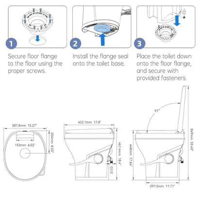 SEAFLO Bone RV Toilet, Residential Height 18.4", Gravity Flush Foot Pedal, Soft Close Seat, Camper Toilet for RV Motorhome Travel Trailer, Parchment, SFRTPH-02-01, 4-Year Warranty - color: Bone