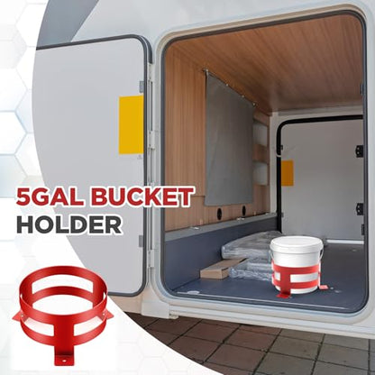 2 Pcs 5 Gallon Bucket Holder 11.6 x 6.5 Inch Red Bucket Holder Mount for RV, Truck, Cart