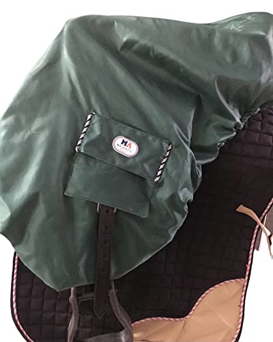 Majestic Ally Nylon Waterproof Fleece Lined Ride On English Saddle Cover-Multiple Color (Hunter Green) - color: Hunter Green