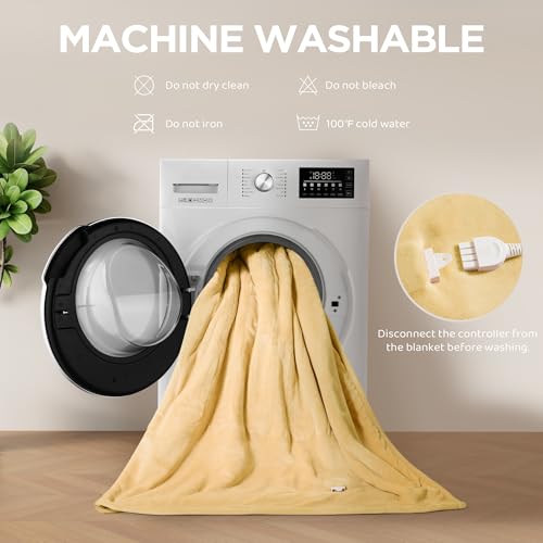 Templewet Heated Blanket Throw 50" x 60",Soft Electric Blanket,Yellow | Timer Settings,Auto Off,Soft Sherpa Heated Throw Blanket,Machine Washable,Fast Heating for Sofa Bed Office Use,Gifts for Mom - color: Cheesy Yellow