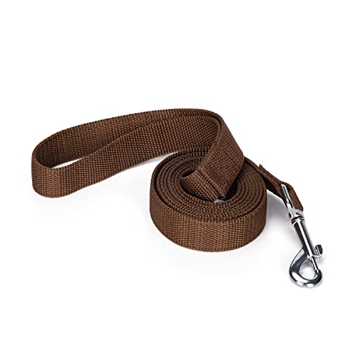 Strong Durable Nylon Dog Training Leash, 1 Inch Wide Traction Rope, 6 ft 10ft 15ft Long, for Small and Medium Dog (Brown, 6 Feet) - color: Brown, size: 6 Feet