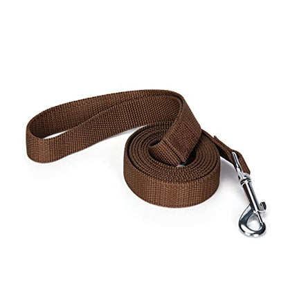 Strong Durable Nylon Dog Training Leash, 1 Inch Wide Traction Rope, 6 ft 10ft 15ft Long, for Small and Medium Dog (Brown, 6 Feet) - color: Brown, size: 6 Feet