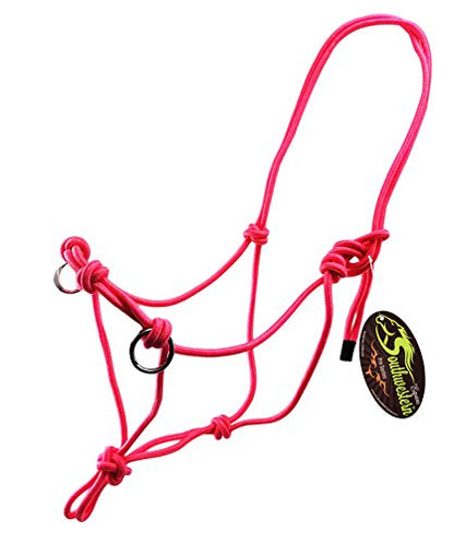 Southwestern Equine Side Pull Rope Halters with Nickle Plated Rings - color: Pink