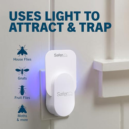 Safer Home Flying Insect Trap, Plug-In Fruit Fly Trap for Indoors, 1-Pack - size: 1 Trap + 2 Glue Cards
