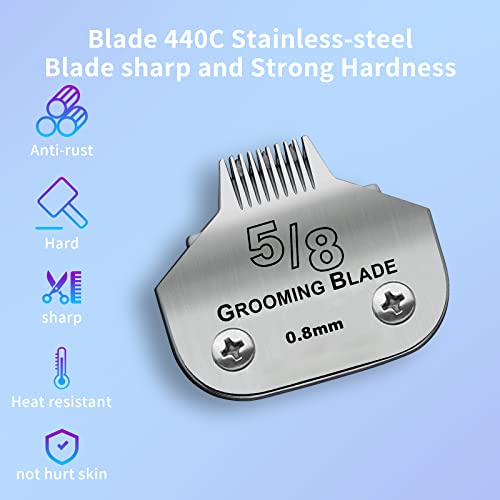 Detachable Stainless Steel Dog Blades for Andis & Oster A5 Grooming - color: Silver, size: 5/8 0.8mm