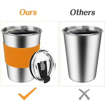 ShineMe Kids Cups with Straws and Lids, 12oz Kids Metal Drinking Glasses with Spill Proof Lids & Silicone Straws, Stainless Steel Reusable Water Tumblers for Children and Adults (5pack) - color: green,purple,blue,orange,red