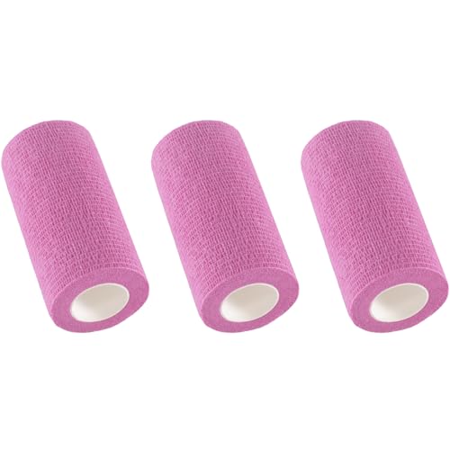 IndigoCase 3 Pack Self Adhesive Bandage Wrap 4 Inch x 5 yd Elastic Tape - color: Pink, size: 4 Inch - 3 Pack