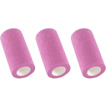IndigoCase 3 Pack Self Adhesive Bandage Wrap 4 Inch x 5 yd Elastic Tape - color: Pink, size: 4 Inch - 3 Pack