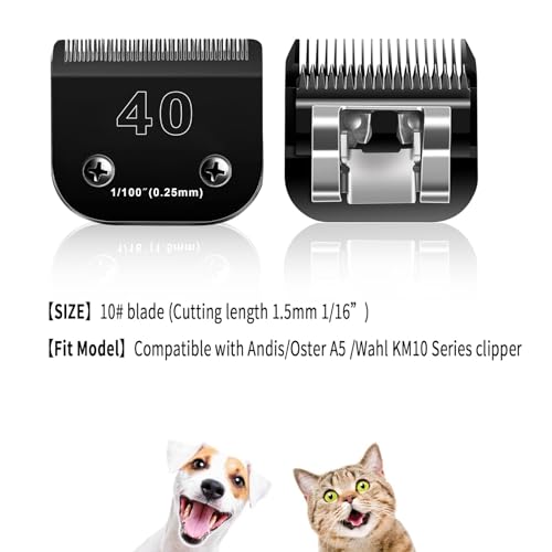 3PACK 40 Blade Dog Grooming Blades Compatible with Andis/Wahl KM10 Series - color: 2PC 5FC:1/4''(6.3MM)