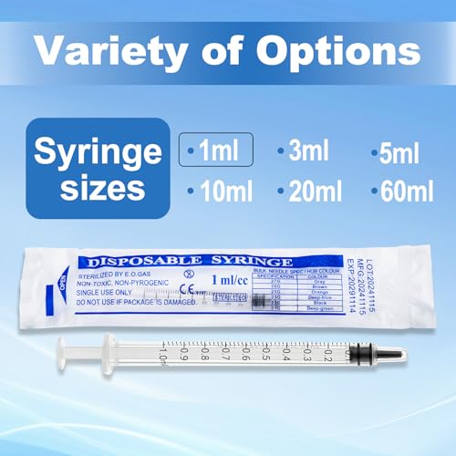 1ml Disposable Luer Slip Syringes Without Needles, 10-Pack - style: 1ml