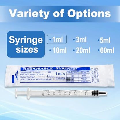 1ml Disposable Luer Slip Syringes Without Needles, 10-Pack - style: 1ml