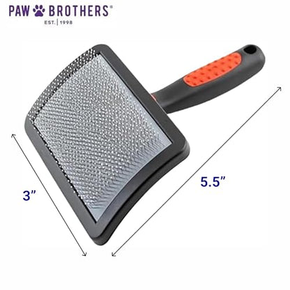Paw Brothers Soft Pin Curved Slicker Brush for Dogs, Coated Tips, Maximum Coverage, Gentle on Skin, Size 3" x 5.5", Small - style: Universal Small