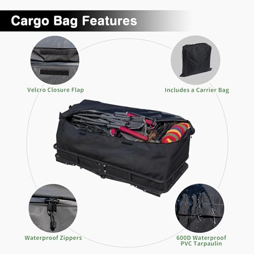 Leader Accessories Folding Hitch Cargo Carrier Rack with Bag 60"x24"x6" - size: 60"x24"x6" Hitch Cargo Basket with Cargo Bag