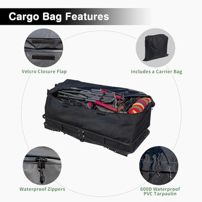 Leader Accessories Folding Hitch Cargo Carrier Rack with Bag 60"x24"x6" - size: 60"x24"x6" Hitch Cargo Basket with Cargo Bag