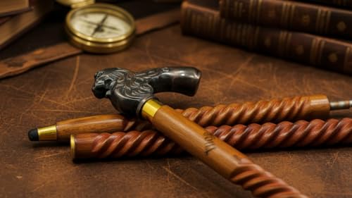 Handmade Solid Brass Head Handle Vintage Style Antique Wooden Walking Stick Cane Gift (3 Fold Wooden Walking Cane) - style: Dragon walking hadle stick